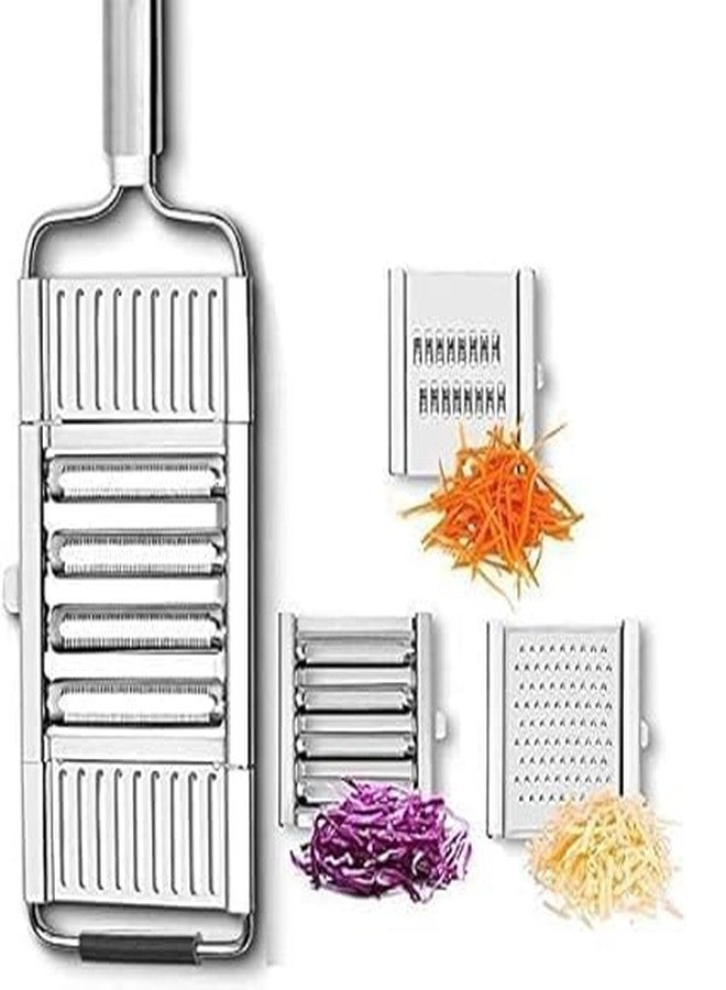 SYPM 6 in 1 Stainless Steel Grater and Slicer/Vegetable Cutter/French Fries Cutter/Potato Chips Cutter (Silver) - Image 4